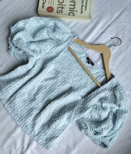 ELA Powder Blue Textured Crop Top