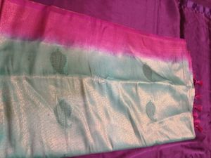 Elegant Pink &amp; Blue Saree