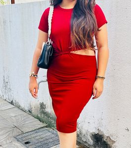 Red Hot Bodycon Dress Stretchable Fabric