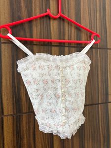 White Floral Padded Top