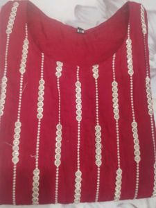 Blood Red Embellished Kurta