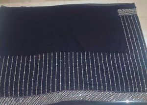 Elegant mirror work black saree