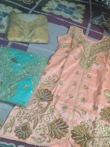 3 color available Elegant Embroidered Kurta Set