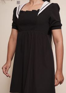 Chic Black Mini Dress with Sailor Collar