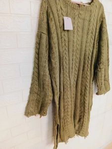 Olive Green Knit Sweater Top