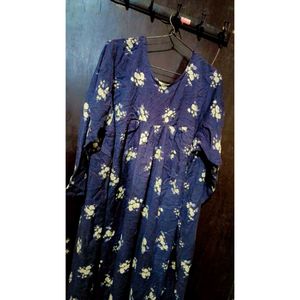 Floral Print Navy Maxi Dress