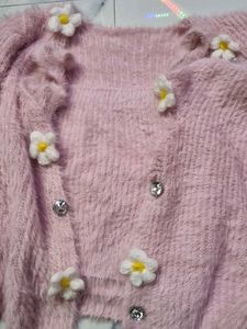 Pink Fur Sweater With Top