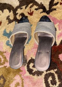 Party Wear Silver Block Heels