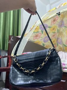 Black Croc Shoulder Bag