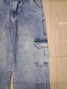 Light Wash blue denim Cargo baggy Jeans