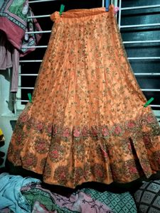 Elegant Peach Embroidered Lehenga Set