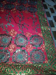 Heavy Wedding Embroidery and sequence work saree