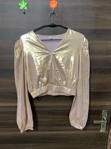 Metallic Gold Puff Sleeve Top