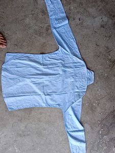 M.K. Gold Blue Cotton Button-Down Shirt - Size L