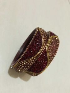 Sparkling Red & Gold Bangles - Set of 2
