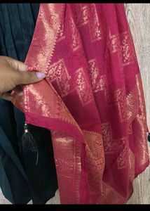 Teal Embroidered Kurti with Dupatta