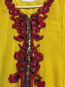 Mustard Yellow Anarkali Gown With Pant &amp;dupatta