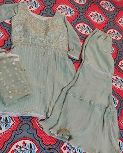 sea green gharara set
