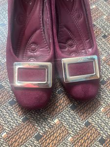 Burgundy Suede Ballet Flats