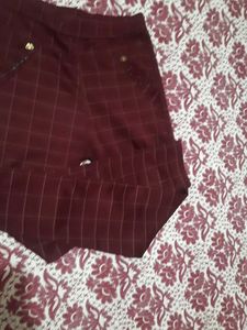 Burgundy Plaid Pants