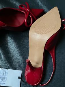 ZARA Red Patent Bow Heels (Brand New)