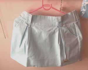 Powder Baby Blue Color Skirt With Shorts Inside
