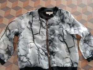 Sheer Print Bomber Jacket