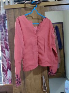 Embroidered Peach Blouse