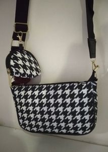 Houndstooth Crossbody Bag with Coin Purse
