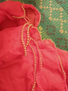 new Red Dupatta with Gold Beads