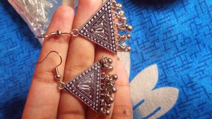 Triangle Silver Boho Earrings