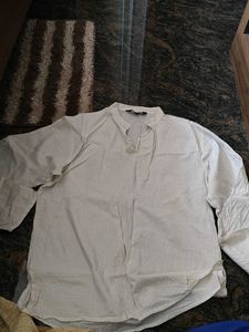 Striped Off White short Kurta