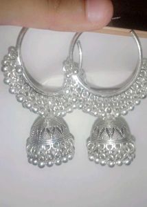 Silver Jhumka Earrings