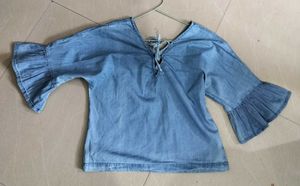 Cute Blue Adjustable Neck Top