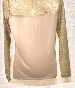 Mango Brand Medium Size Lace Mendhi Colour Top