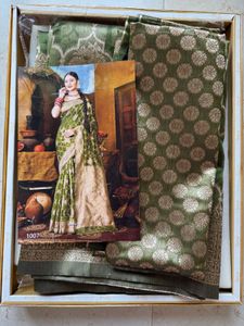Unused Green Organza Saree
