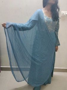 Negotiable Teal Embroidered Salwar Kameez