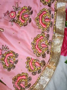 Peach Embroidered Sharara Suit