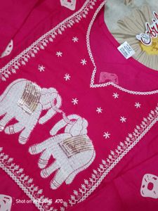 Pink Embroidered Kurta