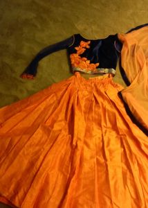 Crop Top And Skirt With Dupatta