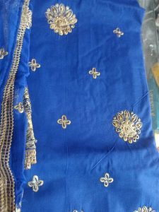 Blue &amp; Gold Embroidered Salwar Suit