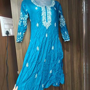 Elegant Blue Embroidered Kurti