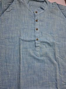 Men&#39;s Blue Linen Shirt &amp; Khaki Pants Set
