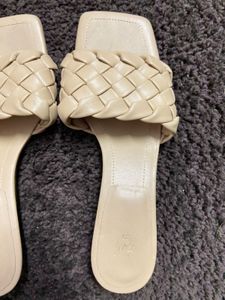 Beige Braided Kitten Heels