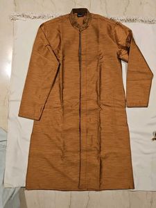 L Golden Orange Formal Kurta With Churidar