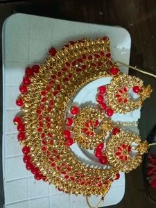 karvachauth special red jwellery set