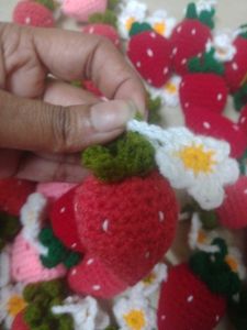 Crochet Strawberry Keychain