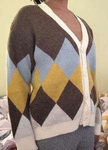 Argyle Knit Cardigan