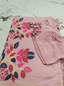 Pink Floral Saree & Blouse