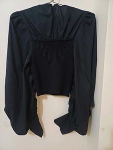 Zara Black Puff Sleeve Top